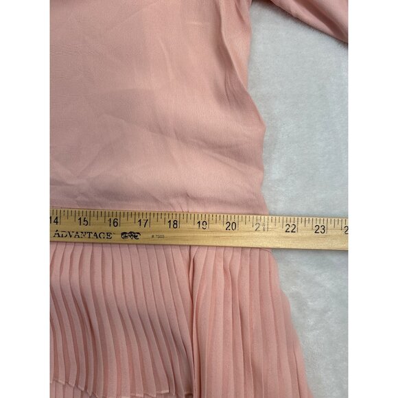 Zara Woman Dress Tunic Medium Pink‎ Pleated Tiered Layer Bell Sleeves - Picture 7 of 8